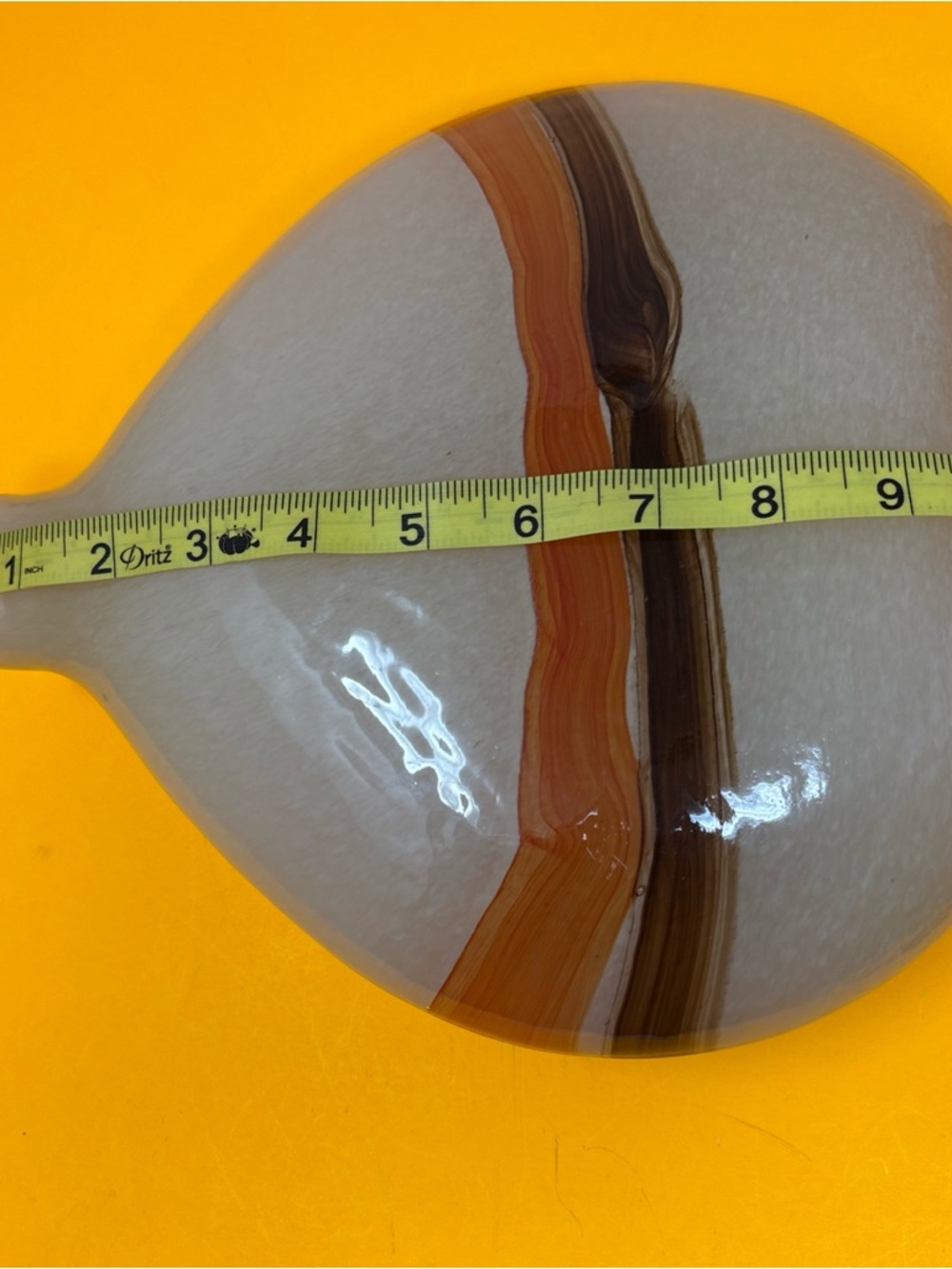 Vintage Pier 1 vase decor Hand-Blown Glass Vase in Cream with Amber Band used - Picture 11 of 11